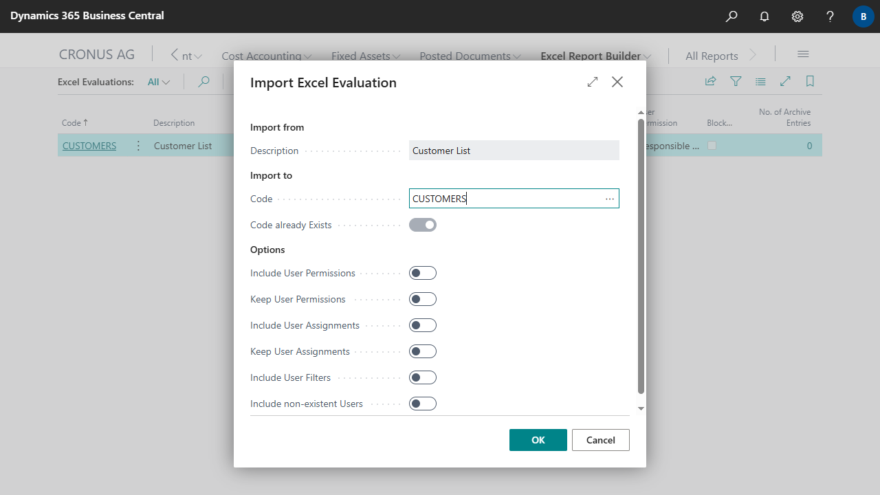 Copy, Export & Import - Excel Report Builder